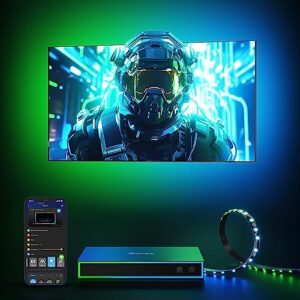 Govee HDMI2.0 AI Gaming Sync Box Kit, 4K Gaming Box & 11.8FT RGBIC TV LED Backlight for 55-65 inch TVs, AI Lighting Effects, Works with Alexa Google Assistant, Gaming Movie Color Match, CEC 3 In 1 Out