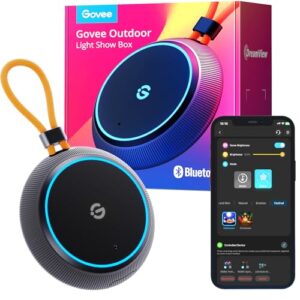 Govee Outdoor Light Show Box, 22 Music Modes and 20 Scene Modes, Bluetooth Smart Group Control 10 Devices, IP65 Waterproof, Battery Powered, USB Charged, Supports Govee Smart Color Lights